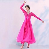 economico Abbigliamento da Competizione-Balli da sala Abito A fantasia Cristalli / Strass Per donna Prestazioni Feste Manica lunga Retato Elastene Organza