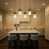 cheap Island Lights-Pendant Lighting for Kitchen Island, 1/3/5-Light Dining Room Light Fixtures Hanging Linear Chandeliers, Farmhouse Chandeliers for Dining Room Pendant Light Fixtures Matte Black Finish with Glass Shades