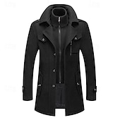 abordables Gabardina para hombre-Hombre Abrigo de invierno Abrigo de lana Sobretodo Abrigo corto Exterior Trabajo Otoño invierno Lana Resistente al Viento Templado Ropa de calle Ropa Brasieres Esencial Color sólido Cuello enrollado