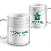 tanie Akcesoria do napojów-Excel kubek do kawy, śmieszne prezenty dla kobiet mężczyzn dziwak w prześcieradłach kubek prezenty dla szefa przyjaciela cpa współpracowników księgowego biały ceramiczny kubek biurowy 11,8 uncji