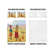 cheap Duvet Cover Sets-Three piece set of African primitive tribal character prints down duvet cover hotel bedroom guest room famous guest bed bedding comfortable set 1 down duvet cover 2 pillowcases king size bed s