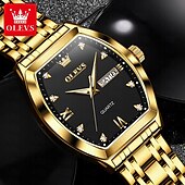cheap Quartz Watches-OLEVS Men Quartz Watch Fashion Business Wristwatch Luminous Calendar Date Week Waterproof Steel Watch