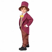 cheap Boys&#039; Costumes-Willy Wonka Cosplay Costume Cosplay Movie Cosplay for Boys Kid&#039;s Masquerade