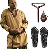 levne Příslušenství a další-Retro Středověké Renesanční Halenka / košile Zbraně a výzbroj Pásek Ren Faire Pirát Válečník Rytíř Pevná barva Pánské Viking Fantazie předvečer Všech svatých Karneval Plesová maškaráda předvečer