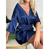 billiga Kigurumi-Vuxna Ensfärgat Badrock Pyjamas Nattkläder Onesie-pyjamas Kigurumi pyjamas För Dam Dagliga kläder Casual Tecknad serie