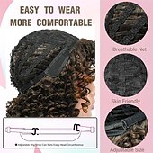 economico Parrucche da festa-Parrucche Corte Ricce per Donne Nere - Ombre Marrone Colorato Afro Parrucche Sintetiche Ricce con Frangia Parrucche di Halloween