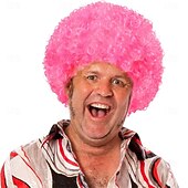 رخيصةأون باروكات الحفلات-باروكات أفريقية قصيرة منفوشة - شعر مستعار ديسكو هيبي مجعد للنساء والرجال لأزياء تنكرية لحفلات الهالوين، شعر مستعار لعيد القديس باتريك