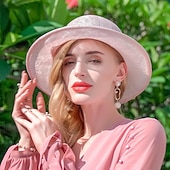 abordables Chapeaux de fête-Chapeaux melon en lin/chapeau cloche, chapeau seau, chapeau de soleil, fête de thé, mariage élégant avec nœud papillon, couvre-chef