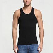 billiga Gym-toppar-Herr Linne Undertröjor Ärmlös tröja Ärmlös Rund halsringning Sommar Slät Mode Designer Grundläggande Semester Gata Utekväll Svart Vit Grå Topp t-shirt för män
