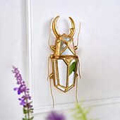 cheap Metal Wall Decor-1PC Ccreative Rresin Mmaterial Gold Asilver Uunicorn Beetle Home Decoration Hhandicraft Wall Hanging with a Special Design Of Mmirror Inlaid Surface is a Good Collectible For Iinsect Eenthusiasts