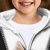 economico Animali 3D della Ragazza-Ragazze 3D Gatto Felpa con Cappuccio Cappotto Abbigliamento Esterno Rosa Manica Lunga Autunno Inverno Attivo Carino Streetwear Bambini 3-12 Anni Con cerniera Streetwear Quotidiano Vestibilità regolare