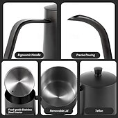 billiga Prime-serien-häll över kaffebryggare set- 6 i 1 sus304 teflon yta långsamt droppande kaffebryggare set droppande kopp filterpapper kopp bärbar låda för resor, kaffe presentbox set alla hjärtans dag present