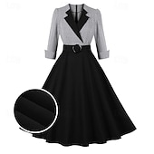 billige Kjoler-Retro / vintage 1950-tallet Vintage kjole Cocktailkjole Swing kjole Flare kjole Rutet Dame Maskerade Fest / aften Utdrikningslag Voksne Kjole Hjemkomstkjoler