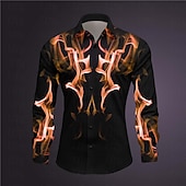 halpa Geometric Pattern-Miesten Geometrinen printti antaa potkut Paita Button Up paita Pitkähihainen Abstrakti Subkulttuuri Arki-asut Bile Kevät Sänkyjen avaus Painettu Painike alas Tumman punainen Keltainen Punastuvan