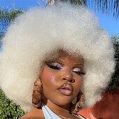 levne Párty paruky-afro paruky pro černé ženy 70. léta krátká černá afro paruka disco afro nafouklé paruky pro ženy výstřední kudrnatá paruka 10palcová přirozeně vypadající syntetická paruka denní párty cosplay