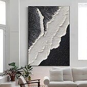 economico Quadri astratti-dipinto a mano dipinto con texture nera dipinto fatto a mano astratto in bianco e nero dipinto in bianco e nero arte della parete dipinto in bianco e nero con texture decorazioni per la casa pronto da