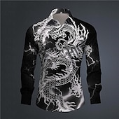 abordables Motif Animal-Homme Dragon Chemise Chemise boutonnée manche longue Abstrait Usage quotidien Sortie Printemps Col rabattu Imprimer Bouton bas Noir Jaune Rose Claire Rouge Bleu Roi