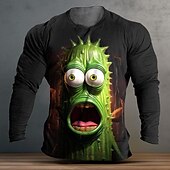 billige T-skjorter med dyreprint-Herre Grafisk Tegneserie Morsom T skjorte Langermet T skjorte 3D-utskrift Crew-hals Skjorte Designer Fritid Subkultur Sport &amp; Utendørs Ferie Ut på byen Svart Burgunder Blå Vår &amp; Vinter Klær S M L XL