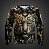 economico Felpe 3D da uomo-Per uomo Tigre Felpe Felpa Manica lunga Felpa Girocollo Di tendenza Informale Stile di strada Stampa 3D Per uscire Abbigliamento di strada Stampa 3D Primavera &amp; Autunno