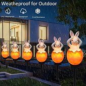 tanie Światełka Wielkanocne-wielkanocna słoneczna lampa ogrodowa królik żaba zwierzęca lampa słoneczna z żywicy na zewnątrz wodoodporny wystrój drewniany stos lampa wakacje dziedziniec chodnik trawnik dekoracja zewnętrzna 1 szt.