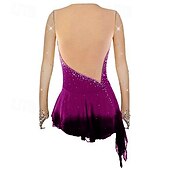 olcso Műkorcsolya ruhák-Kűrruha Női Lány Klizanje na ledu Ruhák Felszerelések Narancssárga piros Ibolya Sárga Aszimmetrikus szegély Háló Spandex Verseny Kűrruhák Divat Hosszú ujj Jégkorcsolyázás Műkorcsolyázás