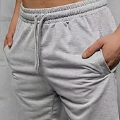 baratos Shorts de moletom-Homens Shorts de moletom Shorts casuais Com Cordão Cintura elástica Tecido Respirável Macio Casual Final de semana Moda Roupa de rua Preto Cinzento Micro-Elástica