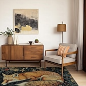 levne Koberce na plochu-inspirovaný william morris fox area kobereček kuchyňská podložka neklouzavá olejivzdorná podlahová podložka obývací pokoj koberec vnitřní venkovní podložka dekorace ložnice koupelna podložka vchod