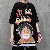 billige Tegneserie- og filmkaraktergrafikk-One Piece Monkey D. Luffy T-skjorte Tegneserie Manga Animé Graphic Til Par Herre Dame Voksne Karneval Maskerade Varmstempling Fritid / hverdag