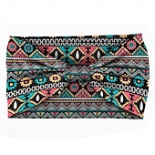 cheap Hair Styling Accessories-Bohemian Feather Print Headband, Women&#039;s Sports Headband,  Knot Wide Edge Retro Headscarf