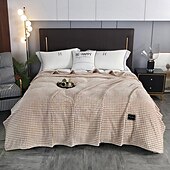 cheap Blankets &amp; Throws-Thickened Solid Color Pineapple Checked Flannel Blanket Coral Velvet Sofa Cover Blanket Air Conditioning Blanket Nap Blanket