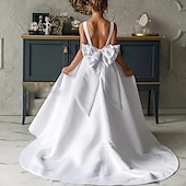 cheap Flower Girl&#039;s Dresses-Kids Girls&#039; Flower Girl Dress Party Dress Solid Color Sleeveless Performance Wedding Party Mesh Princess Sweet Mesh Mid-Calf Sheath Dress Tulle Dress Flower Girl&#039;s Dress Summer Spring Fall 2-12 Years