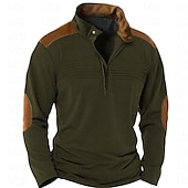 preiswerte Basic-T-Shirts-Herren T-Shirt Langarm Stehkragen Frühling &amp; Herbst Farbblock Mode Designer Basic Urlaub Straße Ausgehen Schwarz Marinenblau Braun Top T-Shirt für Herren