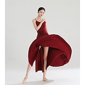 economico Abbigliamento balli latino-americani-Balli latino-americani Balli da sala Abito Colore Puro Per donna Prestazioni Da tutti i giorni Senza maniche Alto Taffetà in poliestere
