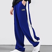 cheap Sweatpants-Men&#039;s Sweatpants Joggers Trousers Patchwork Drawstring Elastic Waist Color Block National Flag Comfort Breathable Casual Daily Holiday Sports Fashion Black Blue