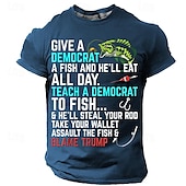 economico Magliette divertenti da uomo-Per uomo Pop art Per la pesca Dai un pesce a un democratico e mangerà tutto il giorno Insegna a un democratico a pescare maglietta Manica corta maglietta Stampa 3D Girocollo Camicia Informale Stile