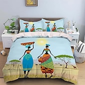 cheap Duvet Cover Sets-Three piece set of African primitive tribal character prints down duvet cover hotel bedroom guest room famous guest bed bedding comfortable set 1 down duvet cover 2 pillowcases king size bed s