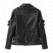 preiswerte Kunstlederjacke-Herren Kunstlederjacke Bikerjacke Vintage Lederjacke Straße Motorrad Thermowarm Tasche Frühling &amp; Herbst Einfarbig Streetwear Lässig Umlegekragen Regulär Kunstleder Schwarz Braun Jacken