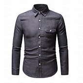 economico camicie da uomo no stiro-Per uomo Camicia Camicie Camicia con bottoni Liscio Matrimonio Giornaliero Nero Bianco Giallo Vino Manica lunga Collo ripiegabile Primavera &amp; Autunno Abbigliamento Tasche