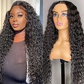 economico Parrucche lace front capelli veri-Parrucca frontale con chiusura in pizzo 5x5, parrucche per capelli umani con onde d&#039;acqua per donne, densità 150%