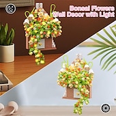 baratos Brinquedos de Montar-Presentes do dia das mulheres buquê de flores conjunto de construção flores casa bonsai plantas com luz led coleção botânica decoração de parede brinquedo de construção criativa presentes do dia das