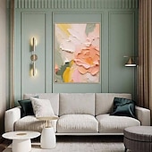 voordelige Olieverfschilderijen-met de hand geschilderd 3D bloem olieverfschilderij op canvas handgemaakte romige getextureerde muur kunst abstracte bloemen schilderij kunst voor woonkamer muur kunst cadeau voor haar madeliefje