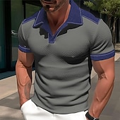 preiswerte Klassisches Poloshirt für Herren-Herren Poloshirt Golfhemd Casual Sport Kargen Kurzarm Modisch Basic Farbblock Patchwork Sommer Regular Fit Marineblau Grau Poloshirt