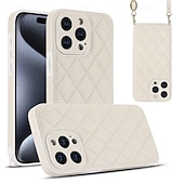 Недорогие Чехлы для iPhone-телефон Кейс для Назначение iPhone 15 Pro Max iPhone 14 13 12 11 Pro Max X XR XS 8 7 Plus Кейс на заднюю панель с ремешком с ремешком на запястье Защита от удара Геометрический рисунок ТПУ Кожа PU