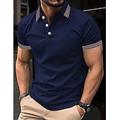 preiswerte Klassisches Poloshirt für Herren-Herren Poloshirt Polos mit Knöpfen Casual Sport Kargen Kurzarm Modisch Basic Farbblock Patchwork Sommer Regular Fit Schwarz Armeegrün Burgunderrot Marinenblau Beige Poloshirt
