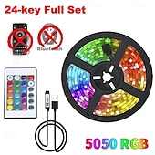 economico Controllo Bluetooth-5m Luci a Stringa 150 LED 5050 SMD 1 Set RGB Striscia LED Festa Impermeabile Autoadesivo Alimentato via USB