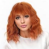 billige Syntetiske trendy parykker-kort ombre blond parykk med smell skulderlengde krøllete bob parykk for kvinner naturlig utseende syntetisk krøllet blond bob parykk for fest og daglig bruk