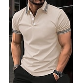 preiswerte Klassisches Poloshirt für Herren-Herren Poloshirt Polos mit Knöpfen Casual Sport Kargen Kurzarm Modisch Basic Farbblock Patchwork Sommer Regular Fit Schwarz Armeegrün Burgunderrot Marinenblau Beige Poloshirt