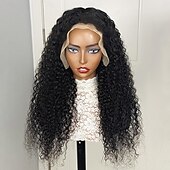 economico Parrucche lace front capelli veri-Parrucca frontale in pizzo 13x4 con capelli umani, parrucca naturale ondulata riccia 4c, densità 150% con capelli per bambini 4c