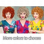  Mrs Roper Kurze Flauschige Lockige Orange Rote Cosplay Perücke Frauen Kostüm für Karneval Halloween Perücken