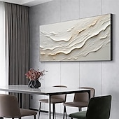 cheap Landscape Paintings-Hand painted Textured White Abstract Sandy Beach Oil Painting on Canvas handmade Original Blue Ocean Painting Custom Art Decor for Living room Wall Decor Wall Art